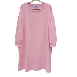 Draper James BOBBIE Pink White Rose Sweatshirt Dress SZ 2X